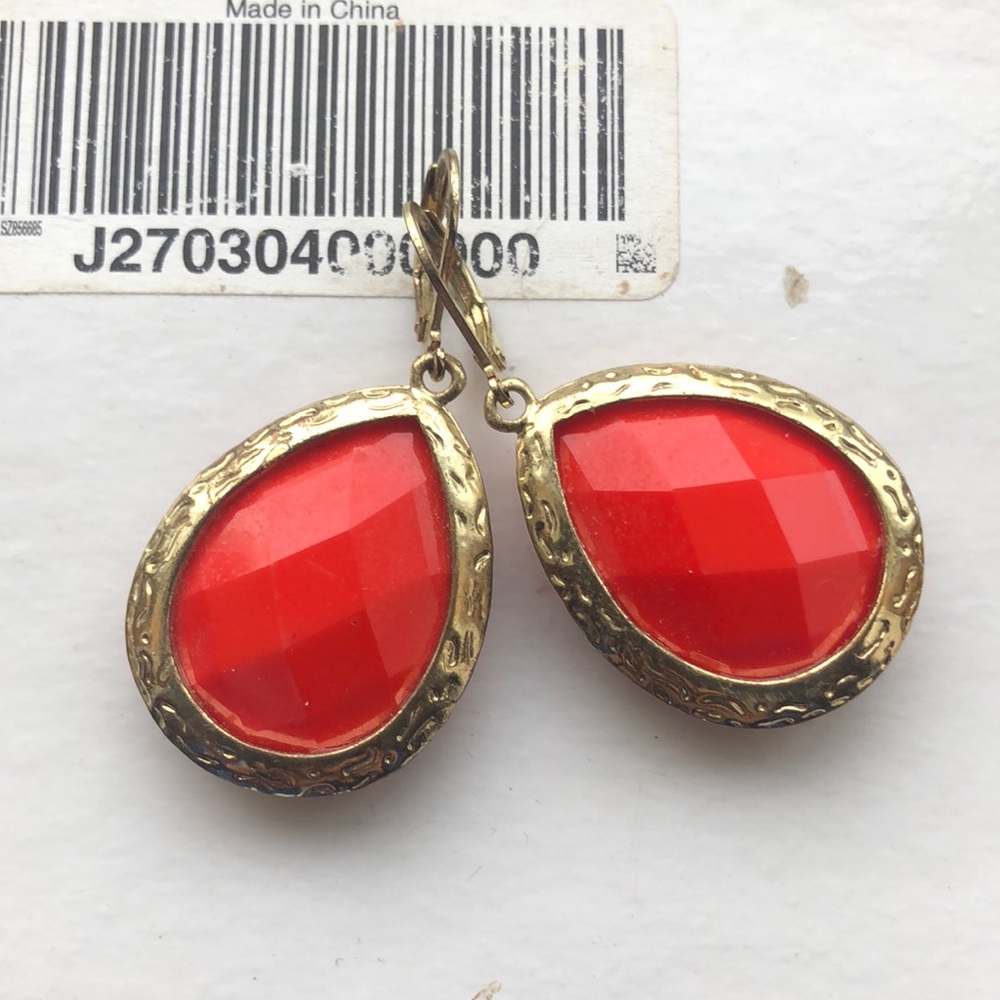 Orange earrings with gold trim